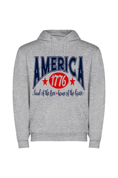 iLovePrints 776 Colors of Americana Φούτερ με κουκούλα σε χρώμα Γκρι