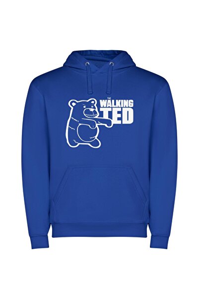 iLovePrints Terrified Bear Walking Strong Φούτερ με κουκούλα σε χρώμα Μπλε