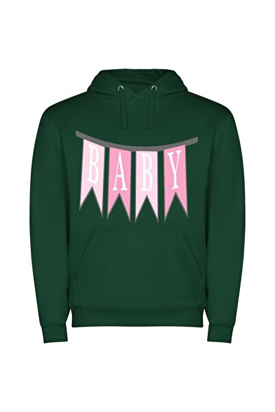 iLovePrints Baby Blissful Pink Haven Φούτερ με κουκούλα σε χρώμα Πράσινο