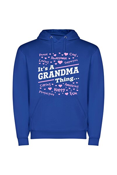 iLovePrints Grandma's Proud Legacy Φούτερ με κουκούλα σε χρώμα Μπλε