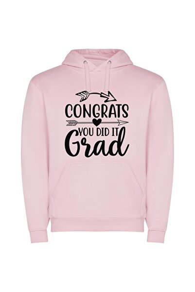 iLovePrints Victorious Graduation Achieved! Φούτερ με κουκούλα σε χρώμα Ροζ