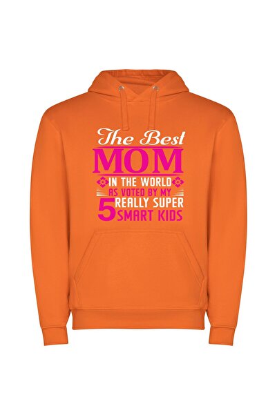 iLovePrints Savvy Kids, Wise Mom Φούτερ με κουκούλα σε χρώμα Πορτοκαλί