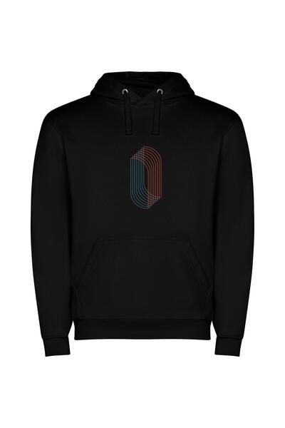 iLovePrints Symmetrical Minimalist Vector Art Φούτερ με κουκούλα σε χρώμα Μαύρο