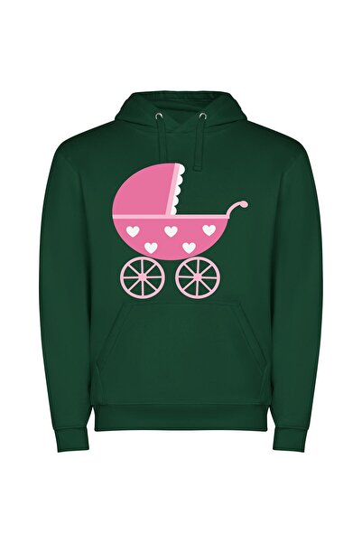 iLovePrints Charming Heart-Studded Baby Carriage Φούτερ με κουκούλα σε χρώμα ...