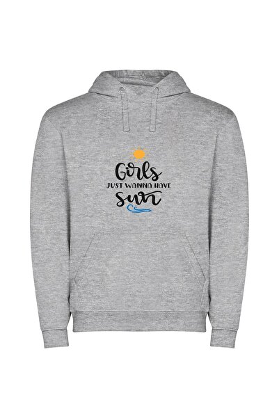 iLovePrints Sunny Chic Girls Club Φούτερ με κουκούλα σε χρώμα Γκρι