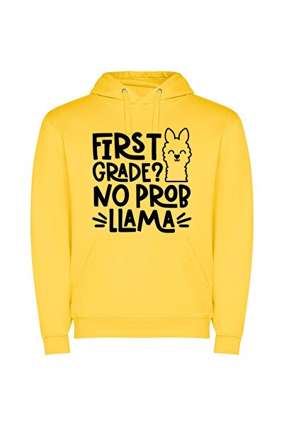 iLovePrints Grade A Llama Art Φούτερ με κουκούλα σε χρώμα Κίτρινο