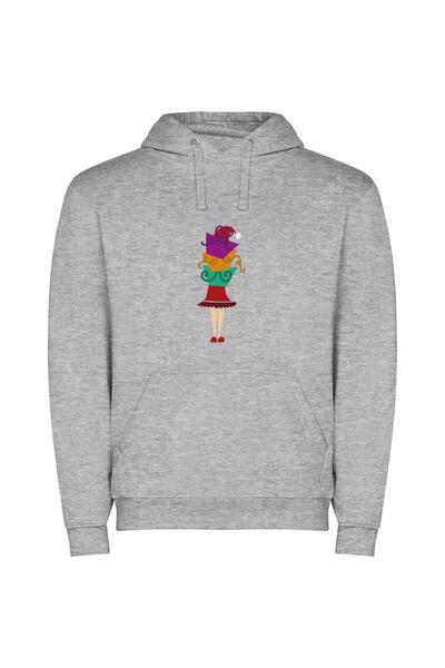 iLovePrints Enchanting Festive Fashion Φούτερ με κουκούλα σε χρώμα Γκρι