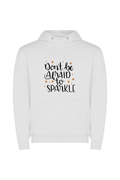 iLovePrints Sparkle, Shine, Embrace It Φούτερ με κουκούλα σε χρώμα Λευκό