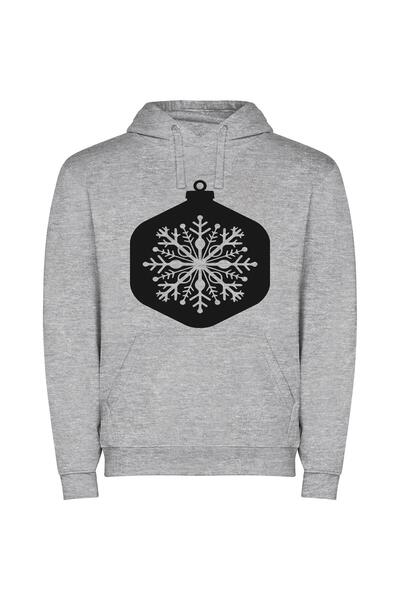 iLovePrints Elegant Snowflake Ornaments Φούτερ με κουκούλα σε χρώμα Γκρι