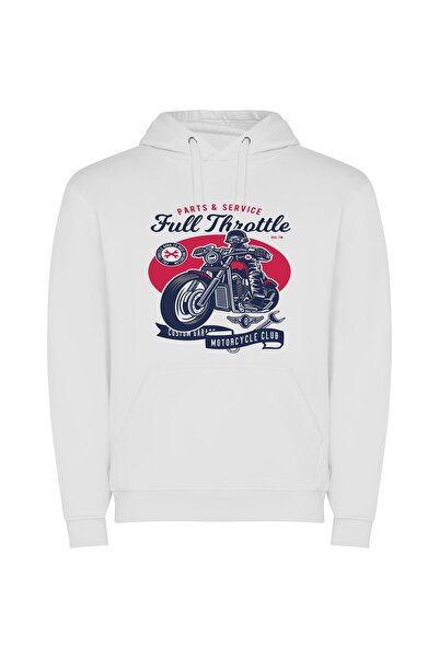 iLovePrints Exquisite Motorcycle Portrait Φούτερ με κουκούλα σε χρώμα Λευκό