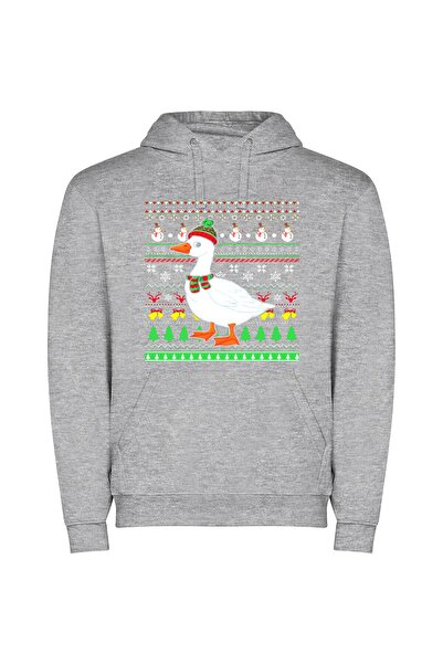 iLovePrints Festive Fowl Fashion Fiesta Φούτερ με κουκούλα σε χρώμα Γκρι