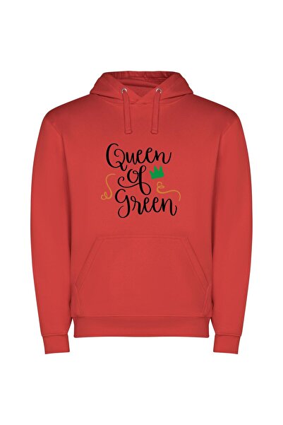 iLovePrints Green Nature's Regal Queen Φούτερ με κουκούλα σε χρώμα Κόκκινο