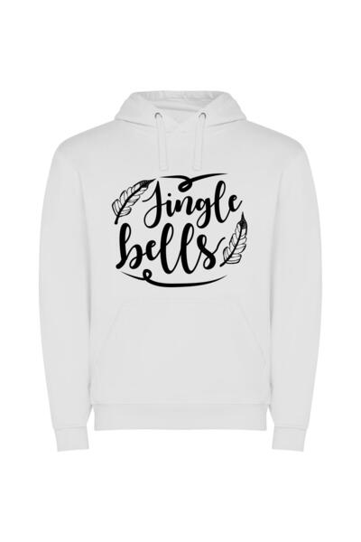 iLovePrints Monochrome Holiday Typography Φούτερ με κουκούλα σε χρώμα Λευκό