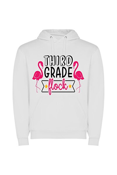 iLovePrints Grade Three's Fab Flock Φούτερ με κουκούλα σε χρώμα Λευκό