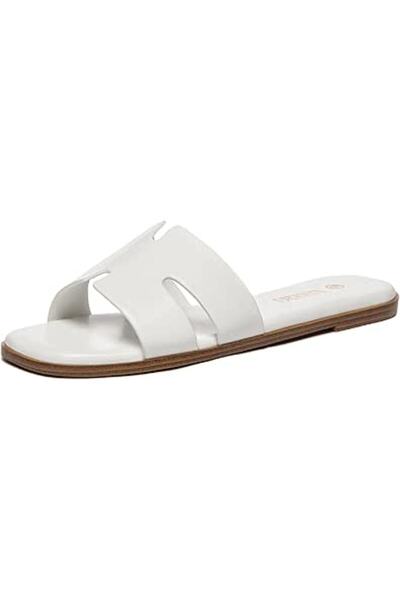 GENERAL Rihero Women's Dressy Flat Sandals Comfortable Slip On Leather Slide ...
