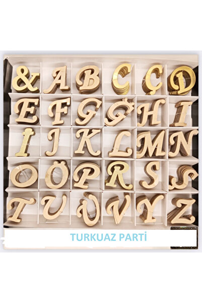 turkuaz parti 2 ADET GOLD PLEKSİ HARF 4cm