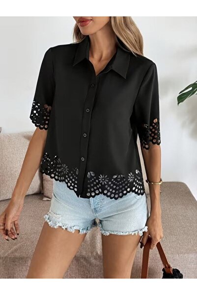 UFC 1985 TOP BRAND Women's Short Sleeve Collared Front Buttoned Dubai Shirt B...