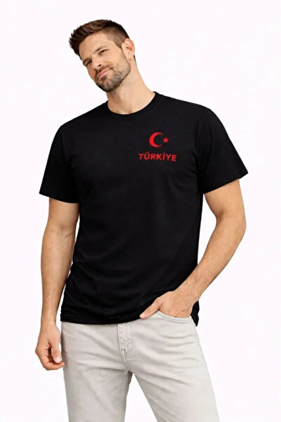 UFC 1985 TOP BRAND Men's Turkey Moon Star Printed Fan Jersey T-Shirt - Black
