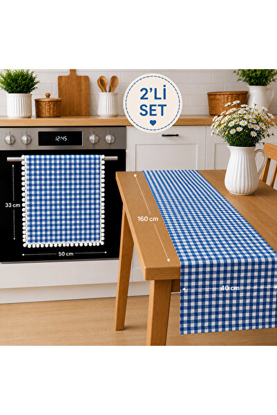 senmasy 2-Piece Kitchen Decoration Set Oven Cover 33*50 cm + Runner Tableclot...