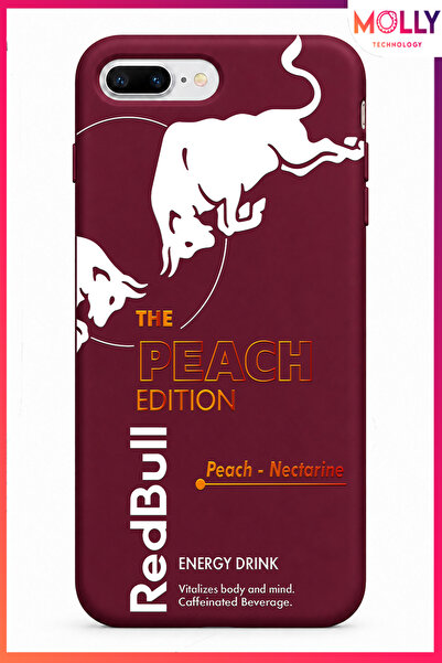 Molly iPhone 7/8 PLUS İçin Vişne Redbull The Peach Edition Desenli İçi Kadife...