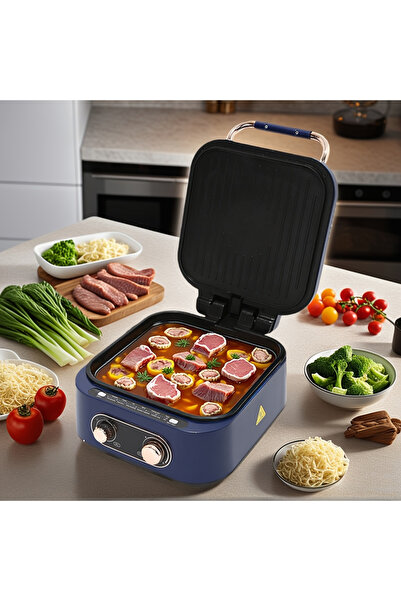 Generic Brand 2 in 1 Electric Grill Hot Pot, Dual Control Multifunctional Ele...