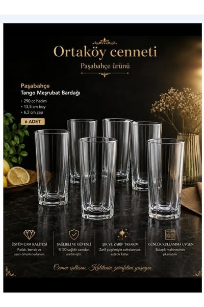 Paşabahçe 42942 Tango Bardak lı 290 cc 13.5 cm boyu 6.2 cm çapı