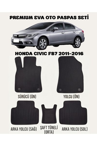 8D OTO PASPASI HONDA CİVİC FB7 SERİSİ 2011 - 2016 ARACA ÖZEL PREMİUM EVA PASP...