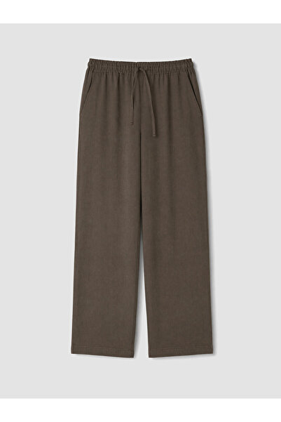 LC Waikiki Beige Elastic Waist Wide Leg Women's Trousers