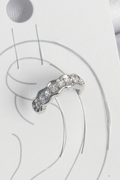 DMR Elegance Brass Silver Color Zircon Stone Cartilage Model Women's Earrings