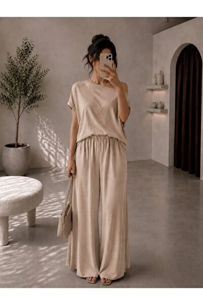sumoda Women's Skirted Trousers and Blouse Set