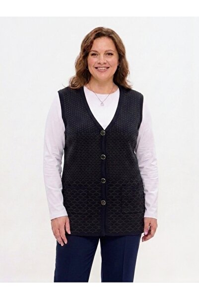 onno style women Patterned Steel Knit Classic Tricot Vest