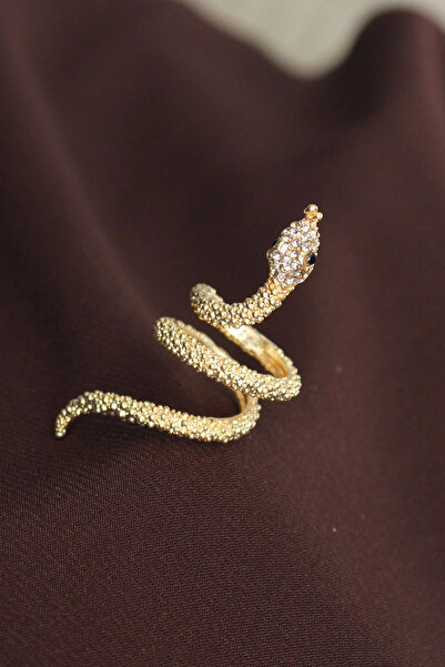 ARMÜZ Adjustable Gold Color Zircon Stone Snake Ring