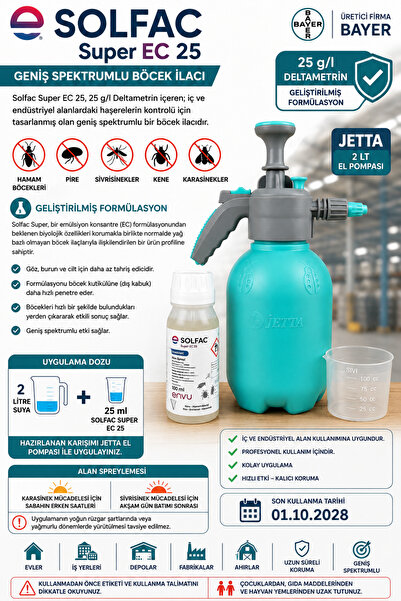 Bayer Solfac Super Ec 25 (100 Ml) + Jetta 2 Lt Basınçlı El Pompası + Ölçüm Ka...