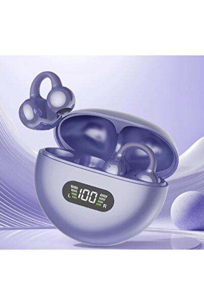 choice2 PURPLE New Q71 TWS Bone Conduction Earphones Bluetooth 5.3 Earbuds Cl...