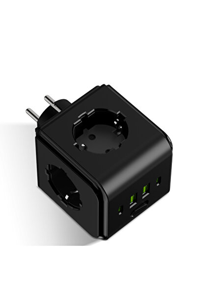 Choice EU Plug black 7-in-1 EU Cube Wall Plug Extender 2026 New,3 Schuko AC+2...