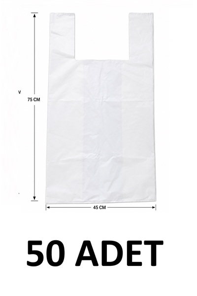 MTKardeşler 50 Pieces of 45X75 cm Thick Durable White Bags, Goods Transport B...