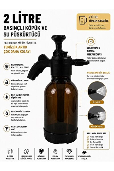 TemizlikMağazam Yüksek Basınçlı Oto Yıkama ve Temizleme Pompası Köpük Püskürt...