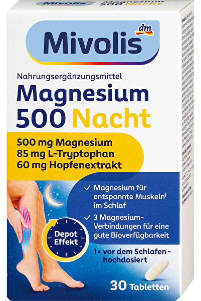 OEM Comprimate de magneziu 500 pe timp de noapte, 30 buc