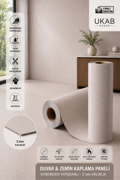 UKAB DEKOR 70x280 Cm Tek Parça Kendinden Yapışkanlı Premium Yüzey Dekoratif Z...