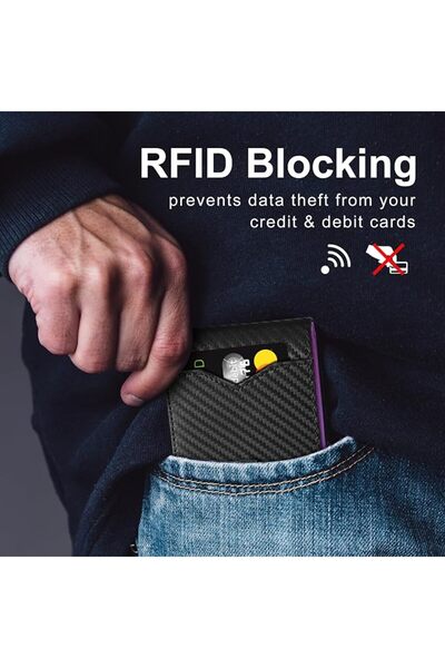 GSOIAX محفظة رجالية نحيفة مزودة بتقنية حجب RFID، محفظة ثنائية الطي للرجال، تص...