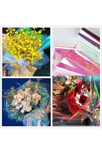 SYOSI Clear Cellophane Wrap Roll, Iridescent Film, Iridescent Cellophane,1 Ro...