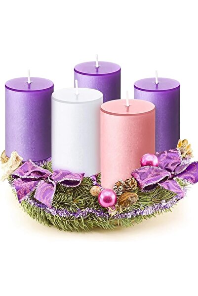 Cindeer 2 x 3 Inch Advent Candles Set of 5 Christmas Pillar Scented Advent Ca...