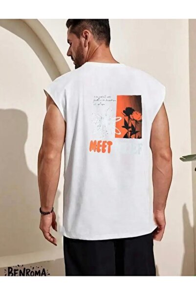 NIGRUM PARDUS Two Roses Back Printed 100% Cotton Large Size Sleeveless Men's ...