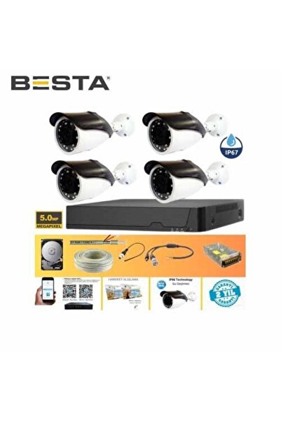 Besta Gerçek 5 Mp Metal Kasa 4 Kameralı Ahd Güvenlik Seti 2 Tb HDD Dahil