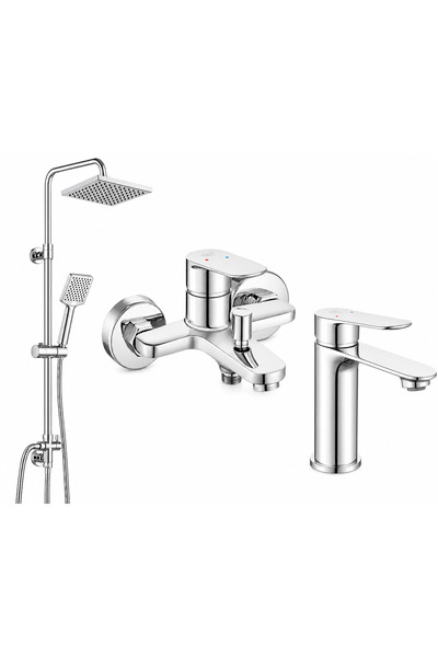 AR Eca Fast Lavabo +Bathroom Faucet + Dicle Shower Column Chrome with 5 Years...