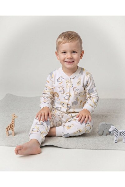 voyyo kids baby طقم بيجامة للأولاد بطبعة حيوانات، مناسب للأعمار من 0 إلى 6 سن...