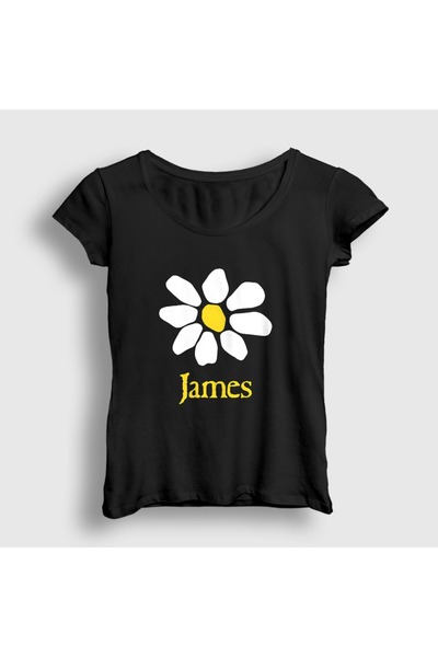Presmono Women's Black Logo Rock James T-Shirt 618179Tt