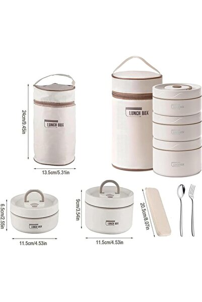 GENERAL 3 Tier Portable Insulated Bento Box,SUS 304,Lunch Box with Cutlery Se...