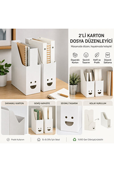 IKEA Tjabba Gülen Yüz 2 li Dosya , Klasörlük , Dosya Düzenleyici, Karton Dosya 2 li , Magazinlik