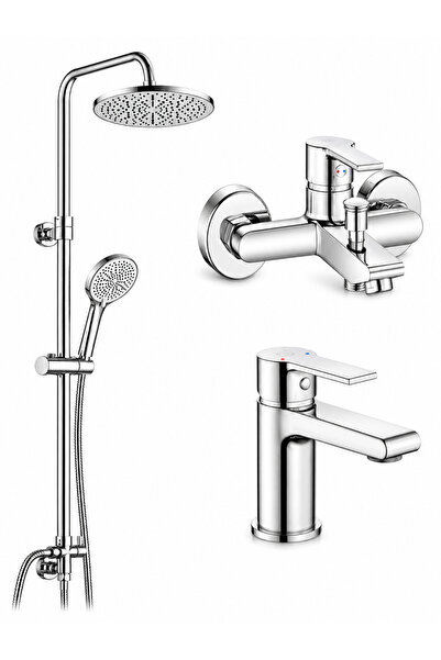 AR E.C.A Lite Bathroom and Sink Faucet + Tuna Rain Shower Column